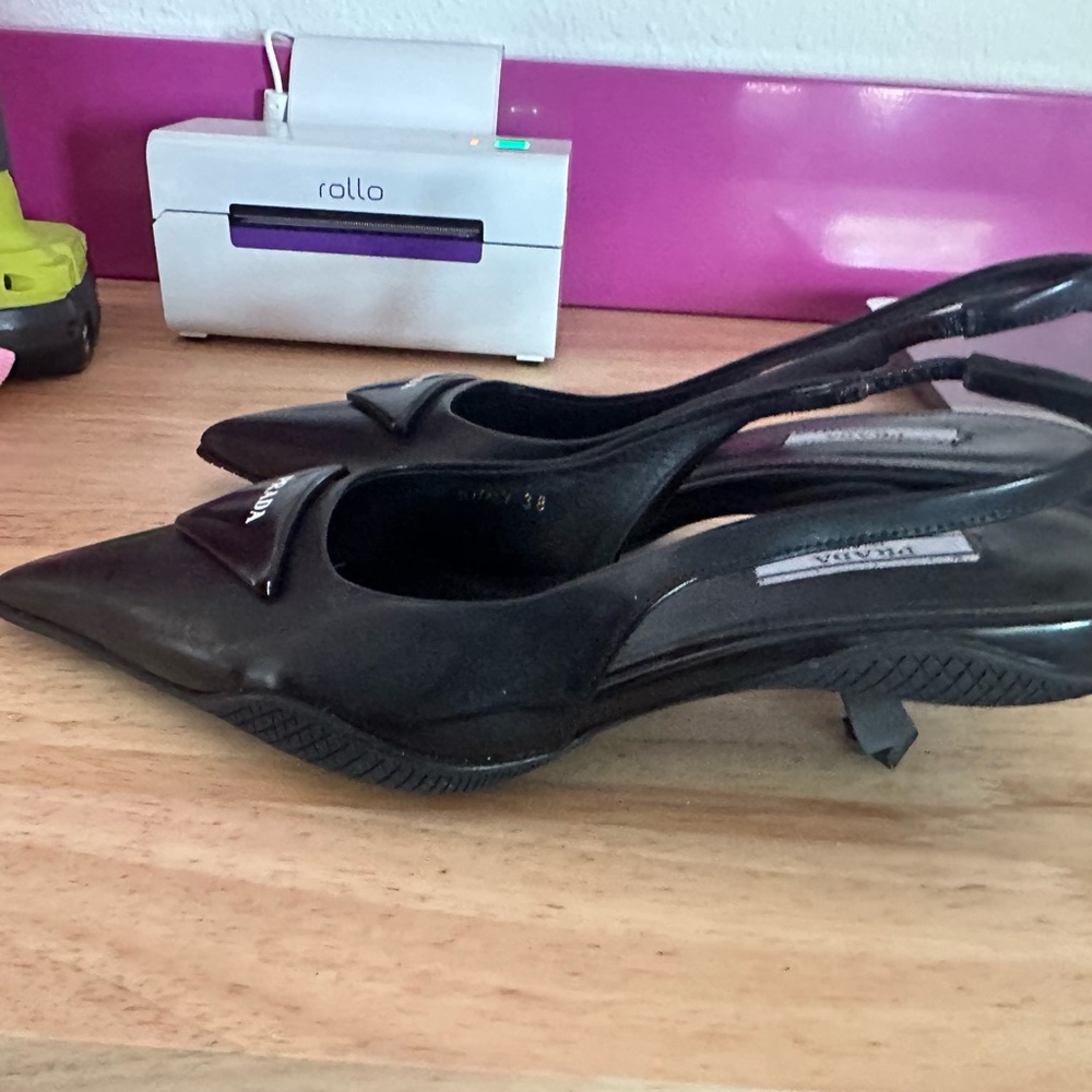 Prada Black Pointed Slingback Heels-Flawless - Picture 2 of 4